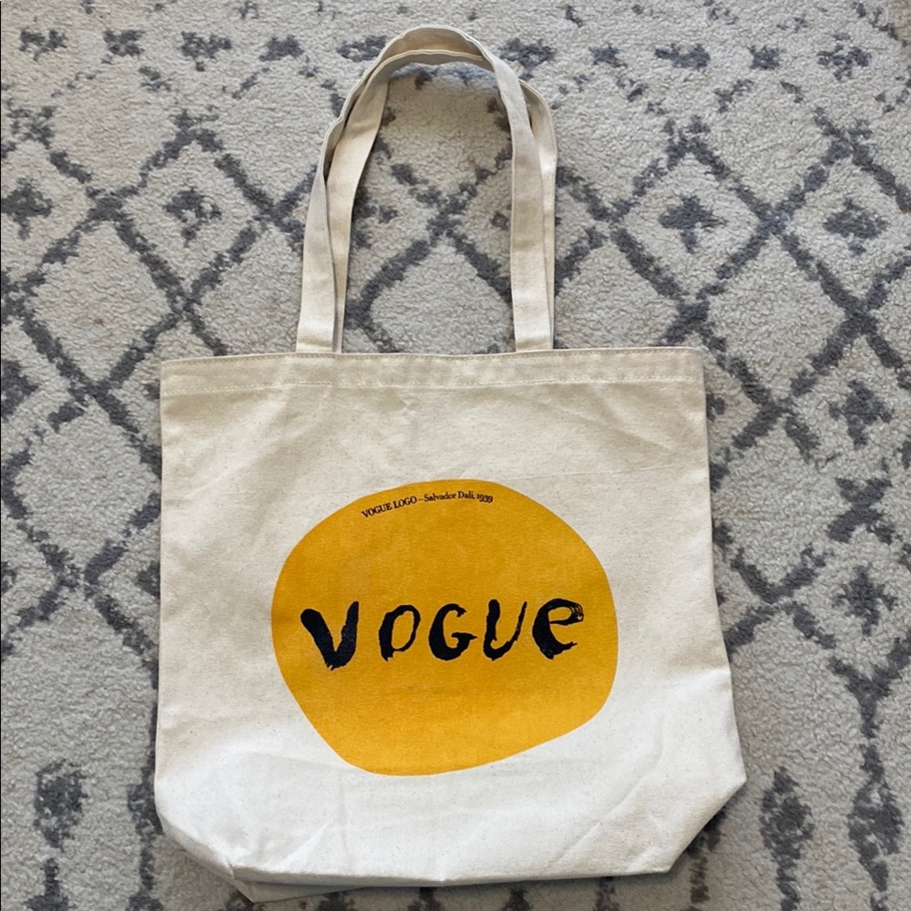 Salvador Dali 1939 Vogue Cover / New Beginnings Cream and Yellow Canvas Tote Bag